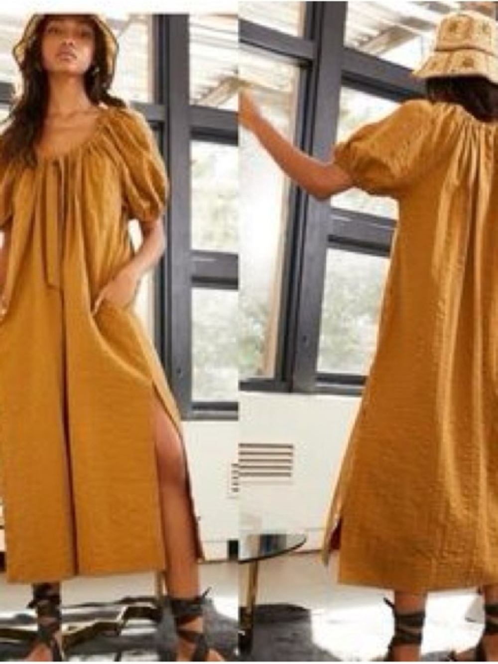 Free People Shift Maxi puff sleeve dress size XS